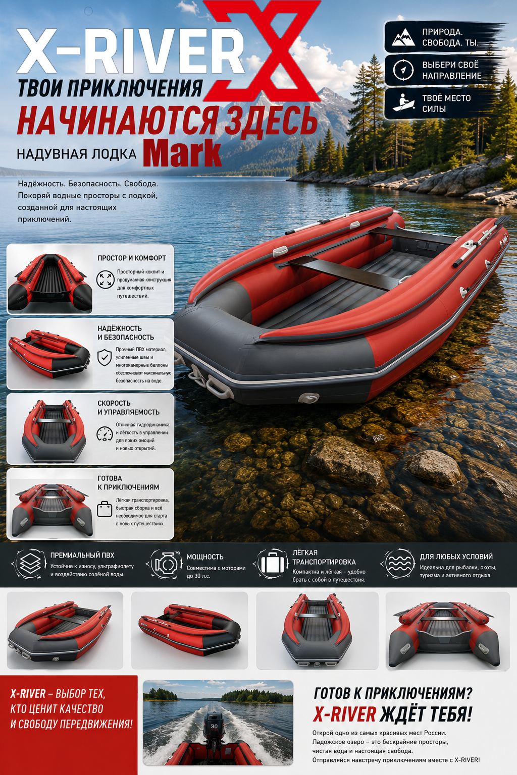 Лодка ПВХ X-River Mark 370 фальшборт