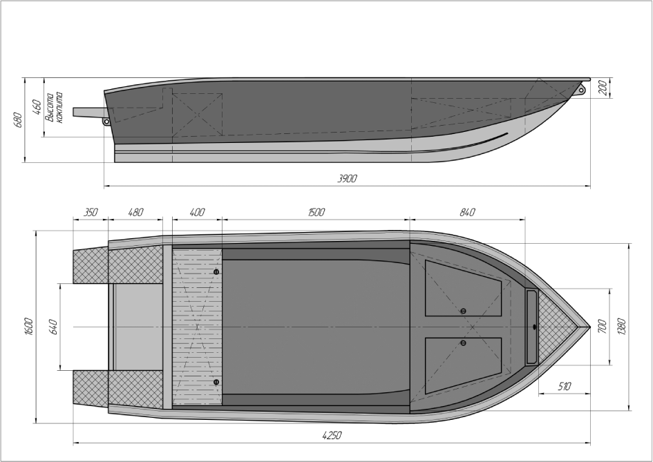 Лодка ТРИЕРА 390 (румпель)