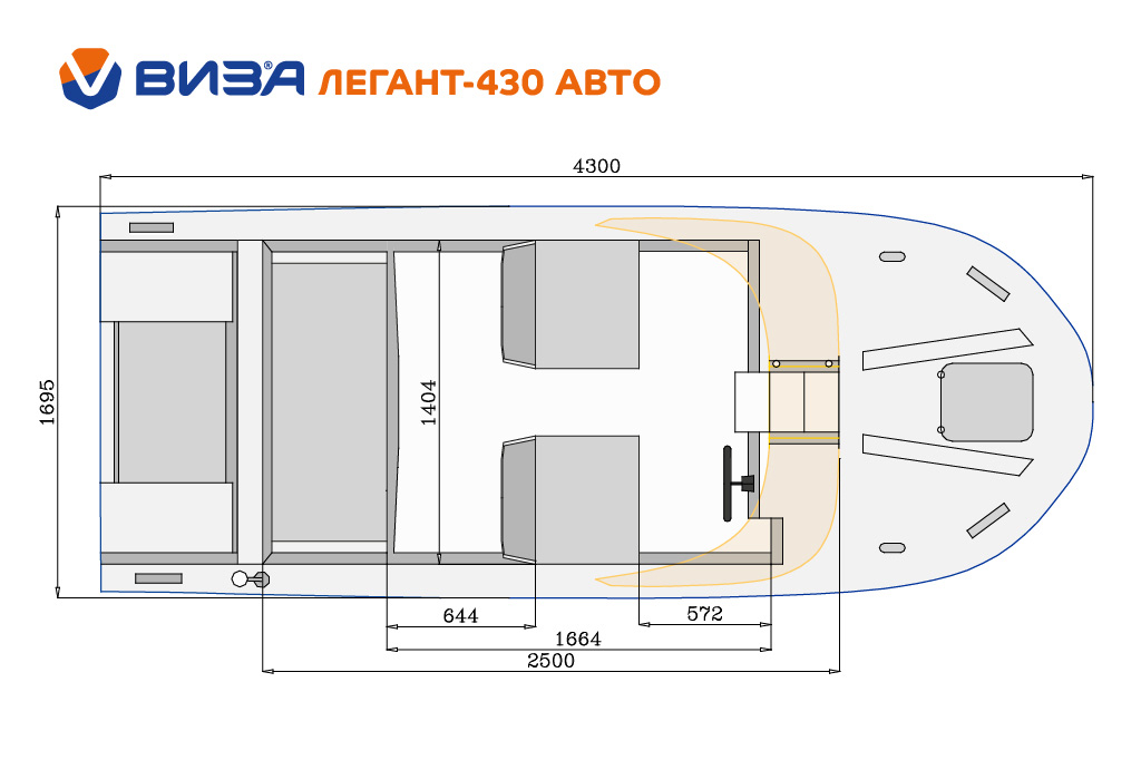 Капотный катер  ВИЗА Легант-430 Авто